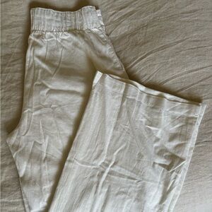 Abercrombie & Fitch White Linen-Blend Ultra Wide-Leg Pant